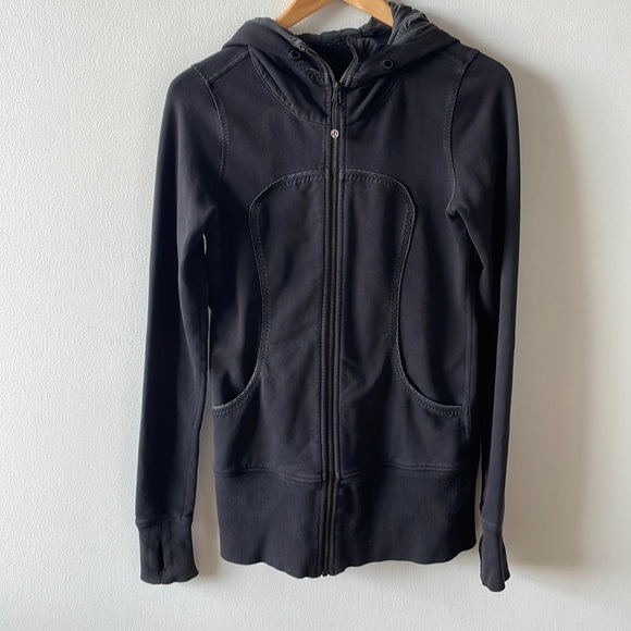 lululemon athletica Tops - Lululemon Scuba Long Sleeve Black Hoodie Full zip 6